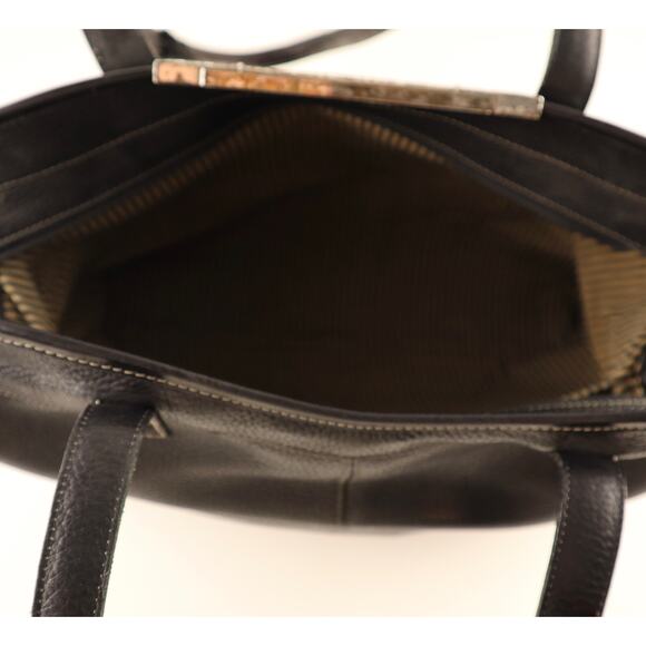 Brighton Black Leather Satchel – Style 368016 | Pebbled + Croc Trim | Zip Top To - Picture 6 of 10